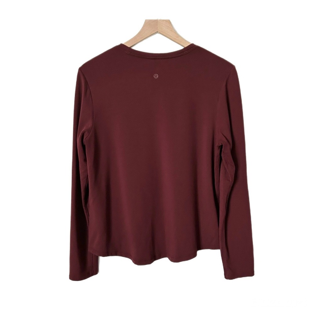 Lululemon Love Modal Fleece Long Sleeve Shirt Red Merlot Size 8 W3GEHS - Picture 2 of 4